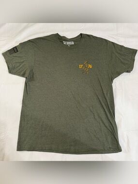 Rags of Honor Men's Olive Green 1776 Snake Graphic Teeth shirt size XL